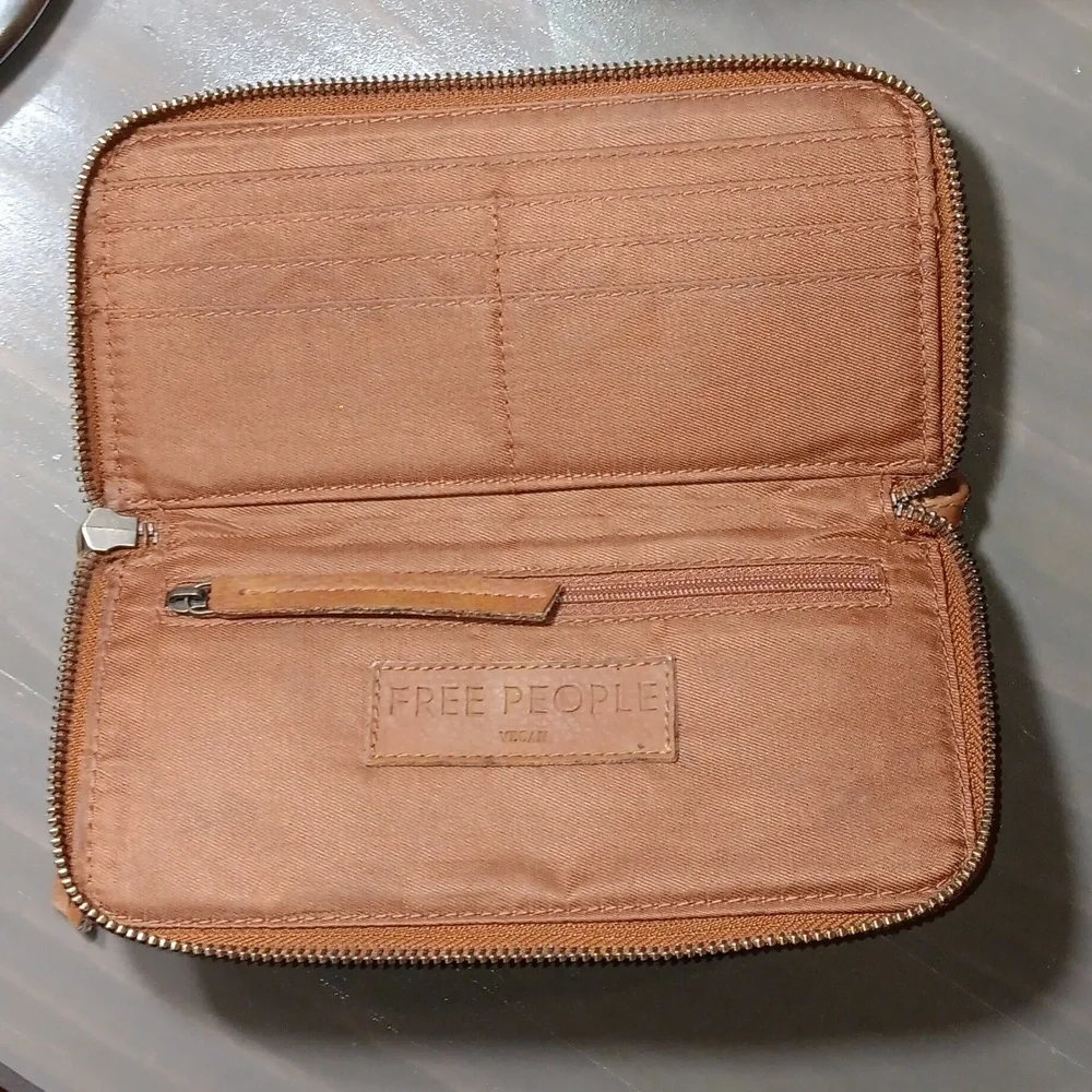 Free People Vegan Leather Wristlet Brown